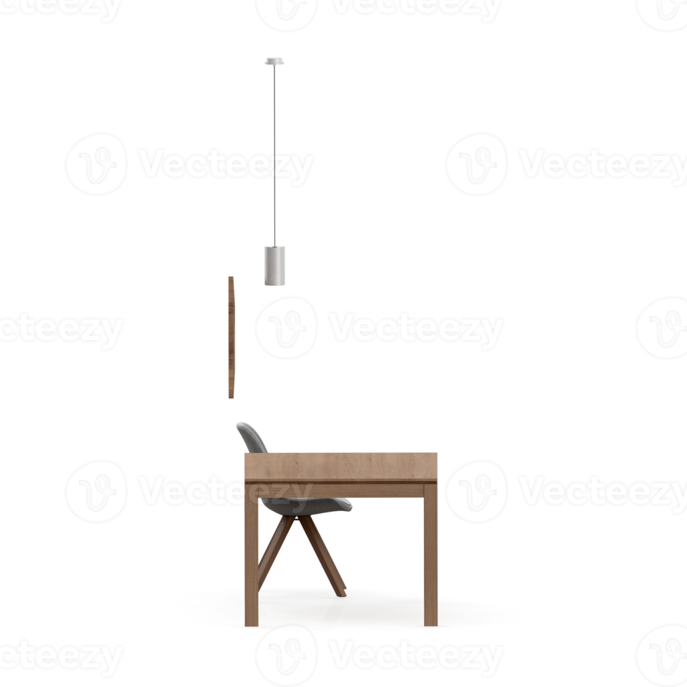 Isometric Table set front 3D render png