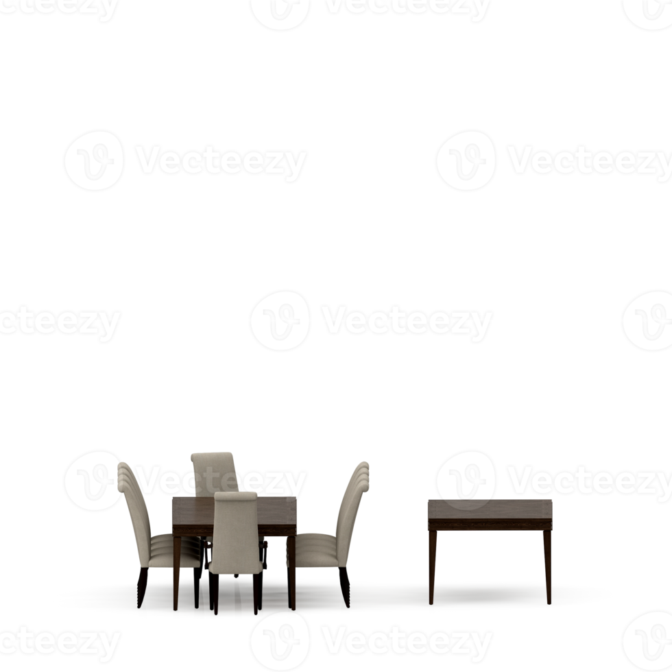 Isometric Table set front 3D render png