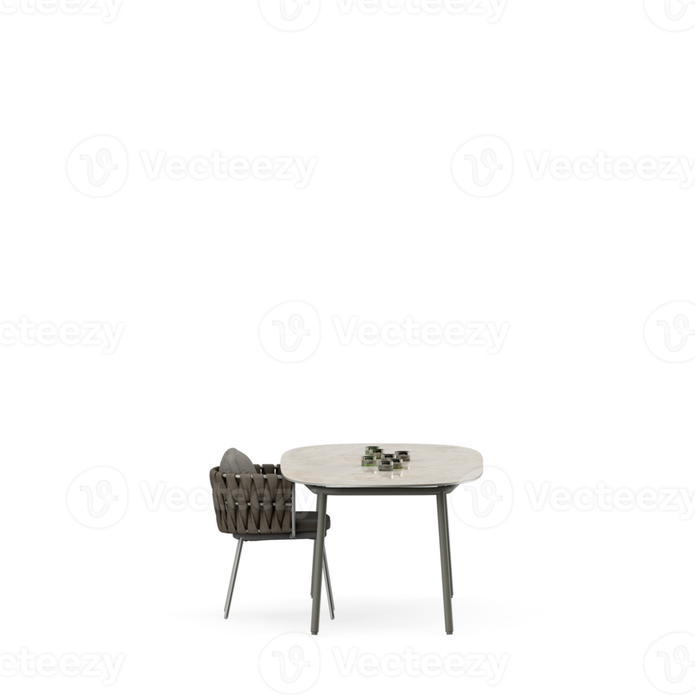 Isometric Table set front 3D render png