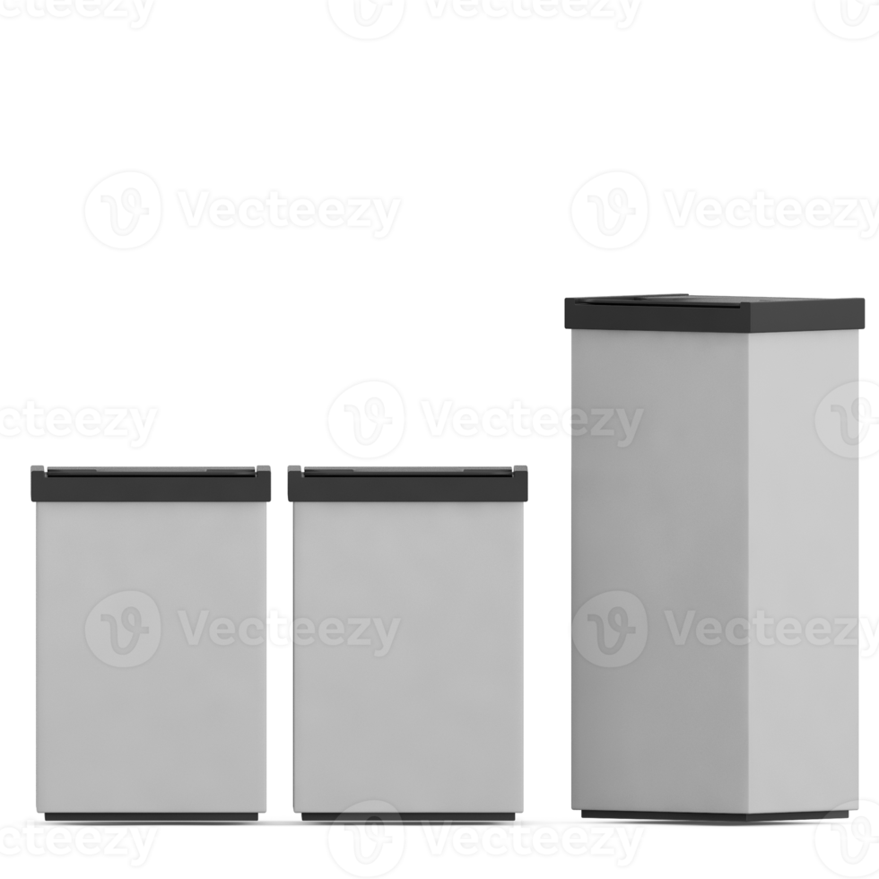 Isometric Trash Cans 3D Render png