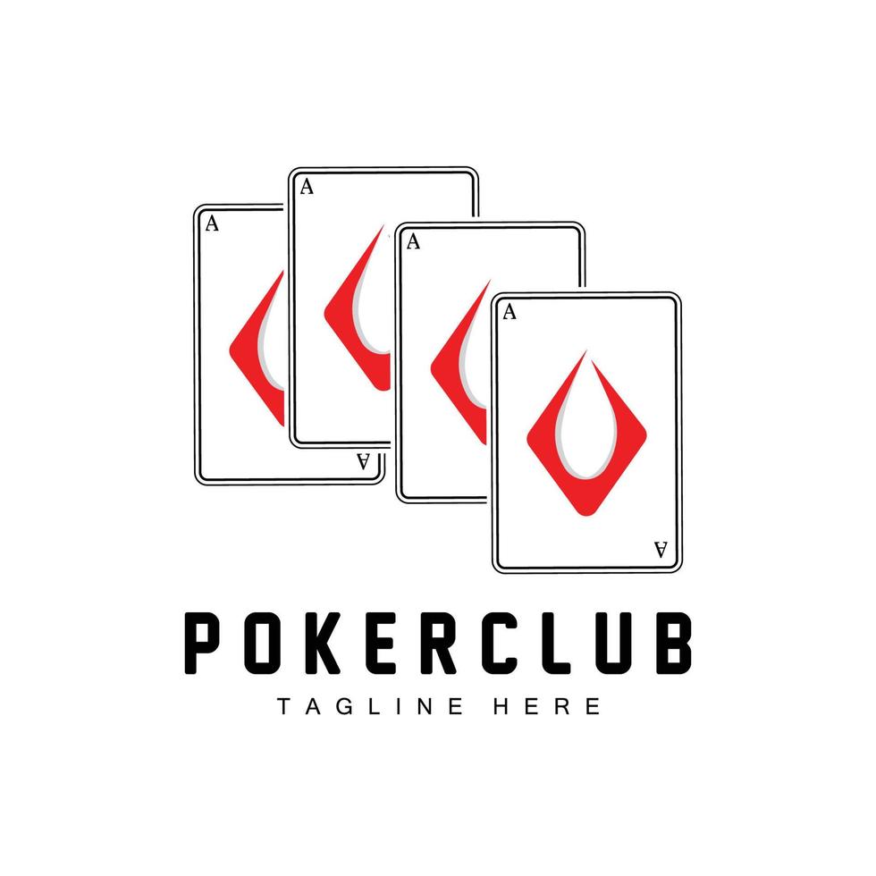 logotipo de la tarjeta del casino de póquer, icono de la tarjeta de diamantes, corazones, picas, as. diseño del club de póquer del juego de apuestas vector