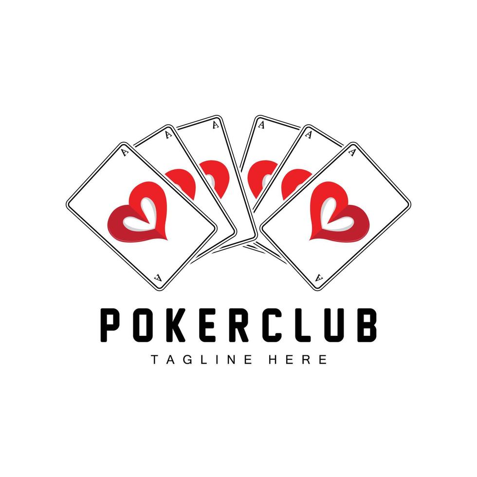 logotipo de la tarjeta del casino de póquer, icono de la tarjeta de diamantes, corazones, picas, as. diseño del club de póquer del juego de apuestas vector