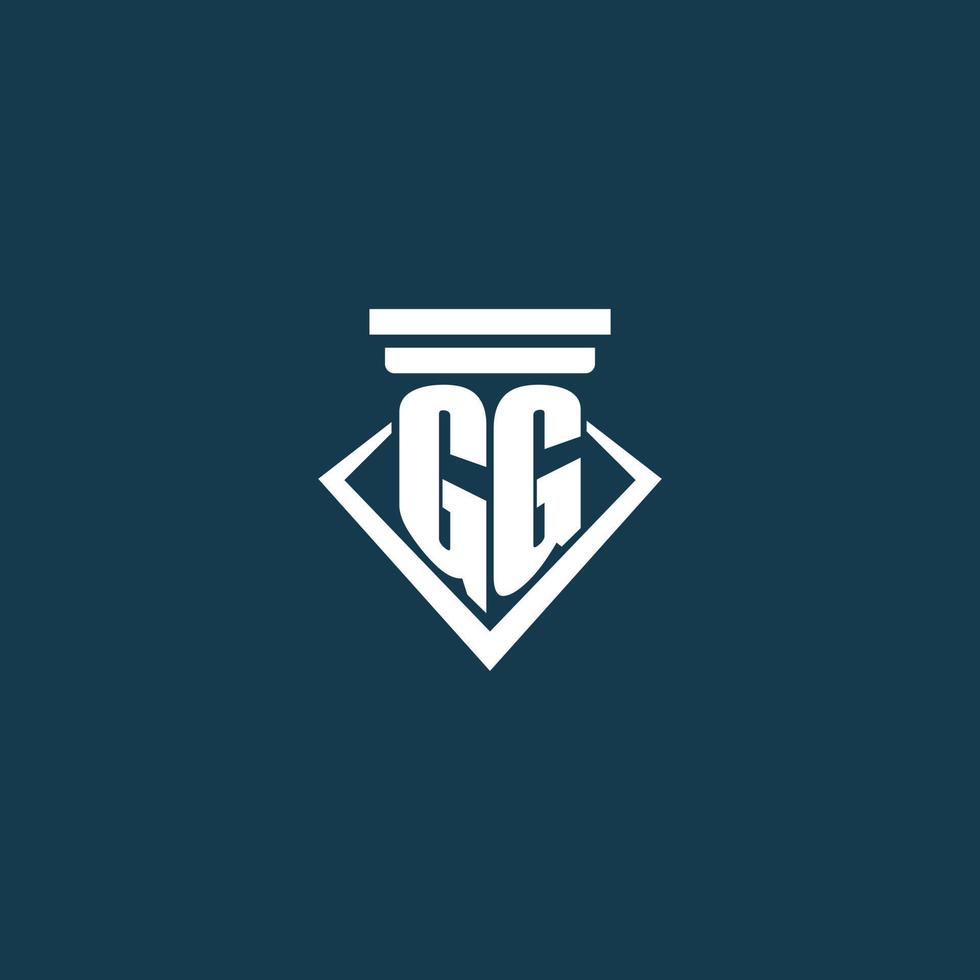 gg inicial monograma logo para ley firme, abogado o abogado con pilar icono diseño vector