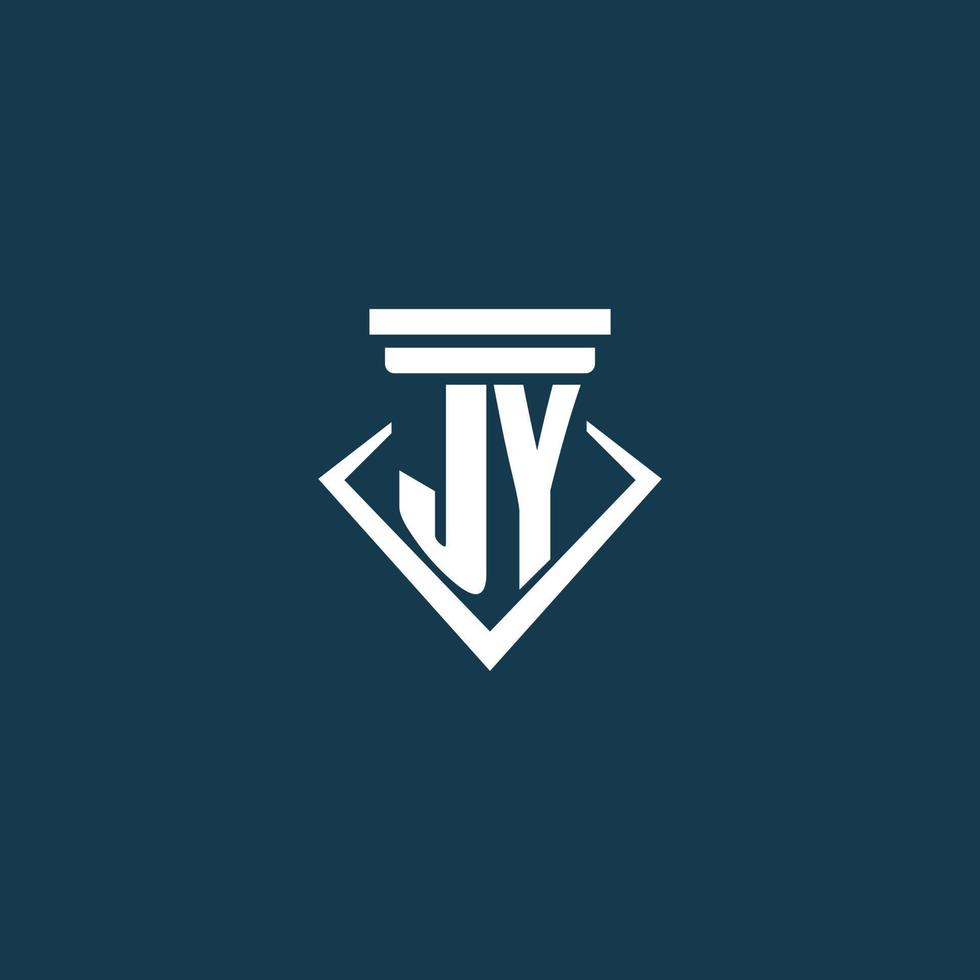 JY initial monogram logo for law firm, lawyer or advocate with pillar icon design vector