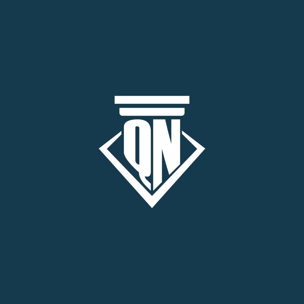QN initial monogram logo for law firm, lawyer or advocate with pillar icon design vector