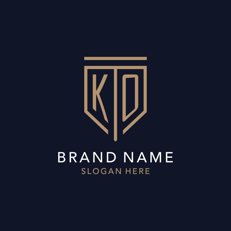 KO initial logo monogram with simple luxury shield icon design vector