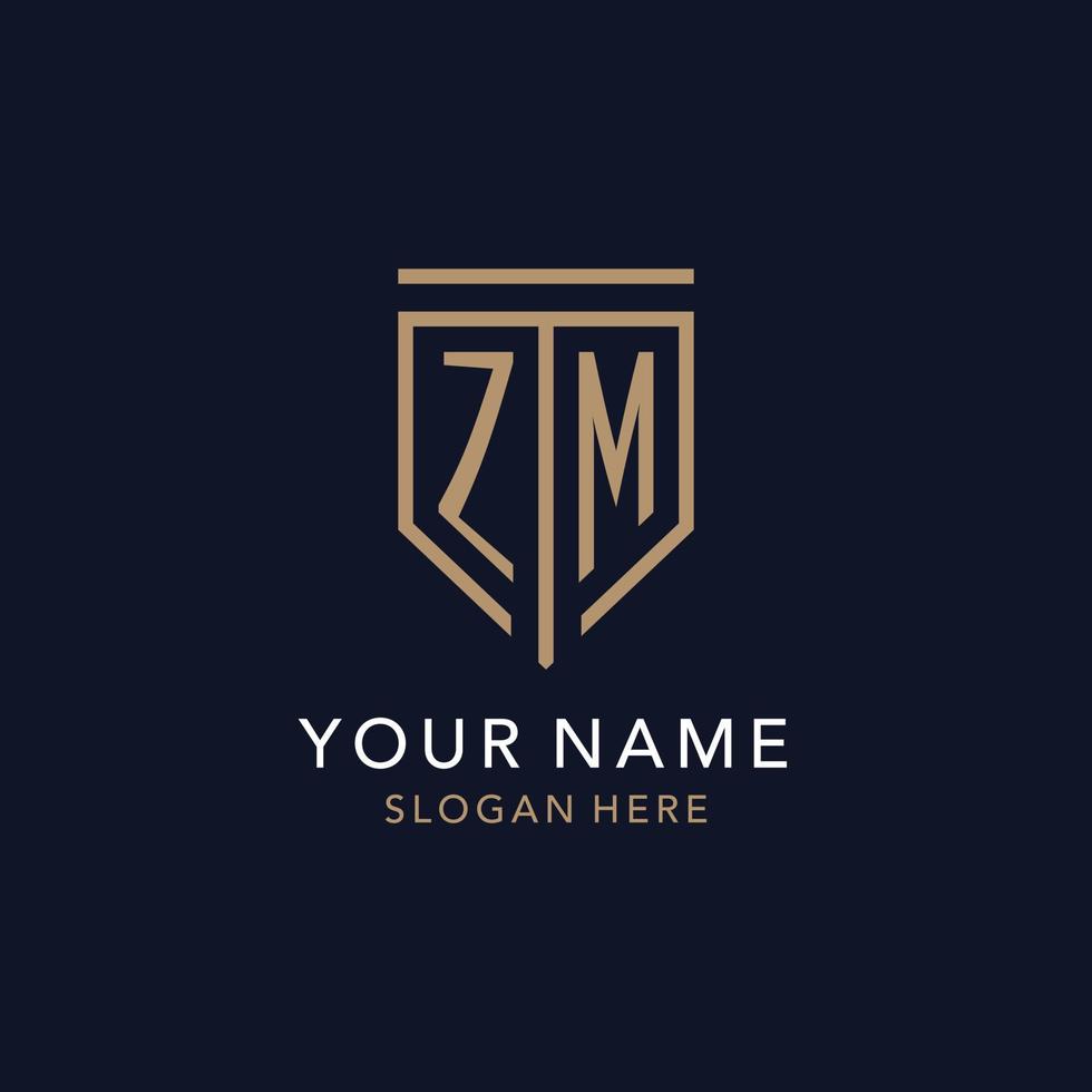 ZM initial logo monogram with simple luxury shield icon design vector