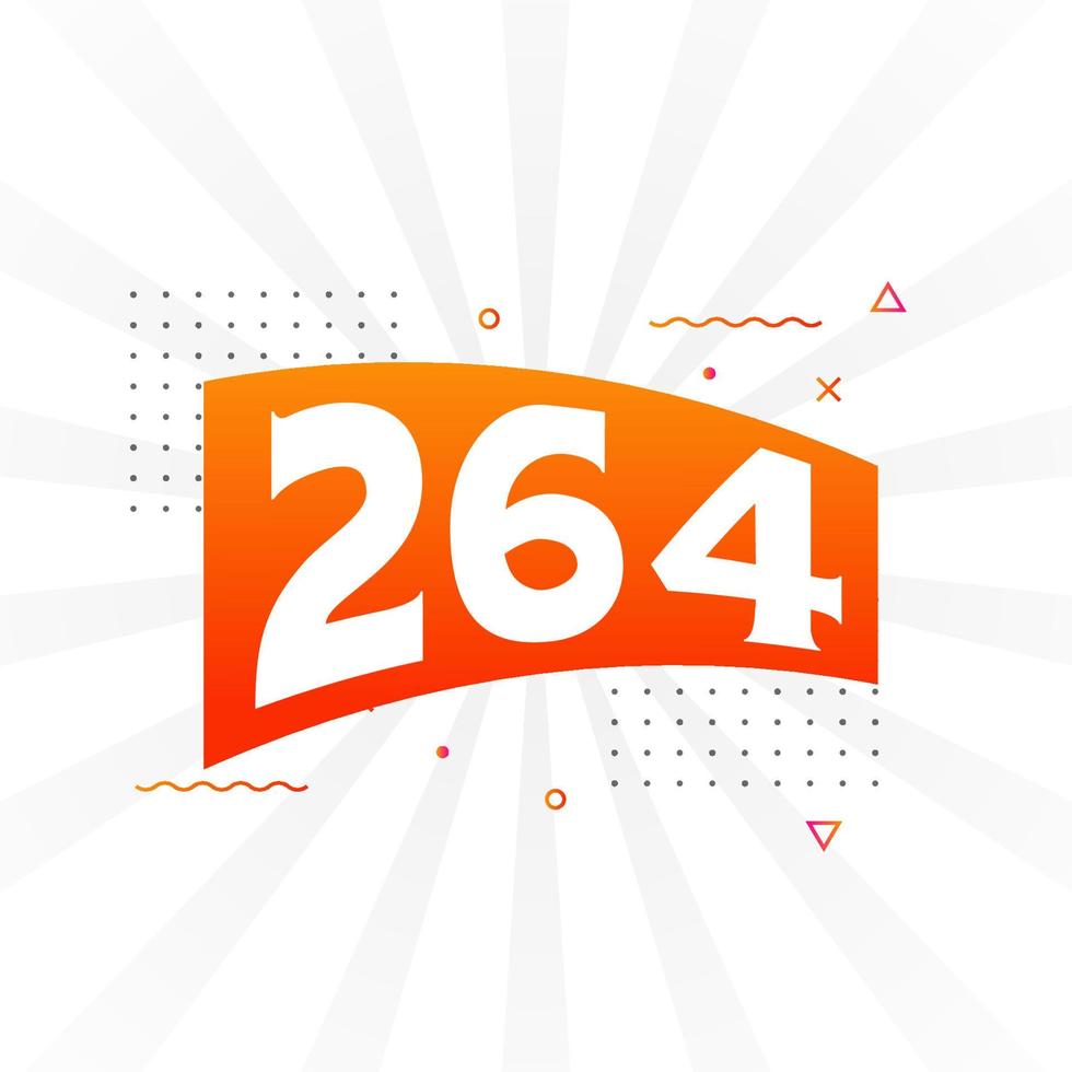 264 number vector font alphabet. Number 264 with decorative element stock vector