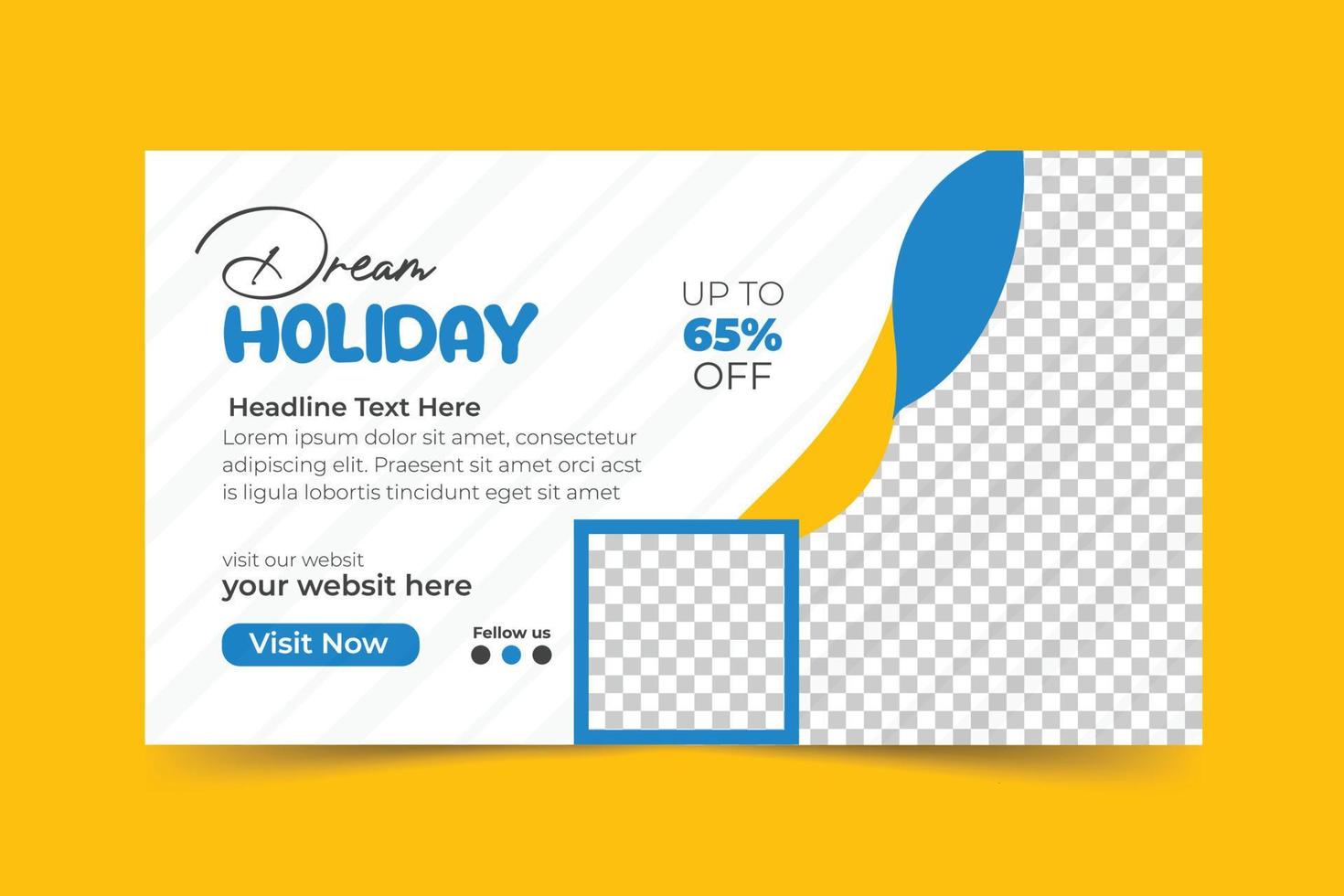Traveling banner template with holiday horizontal banner vector