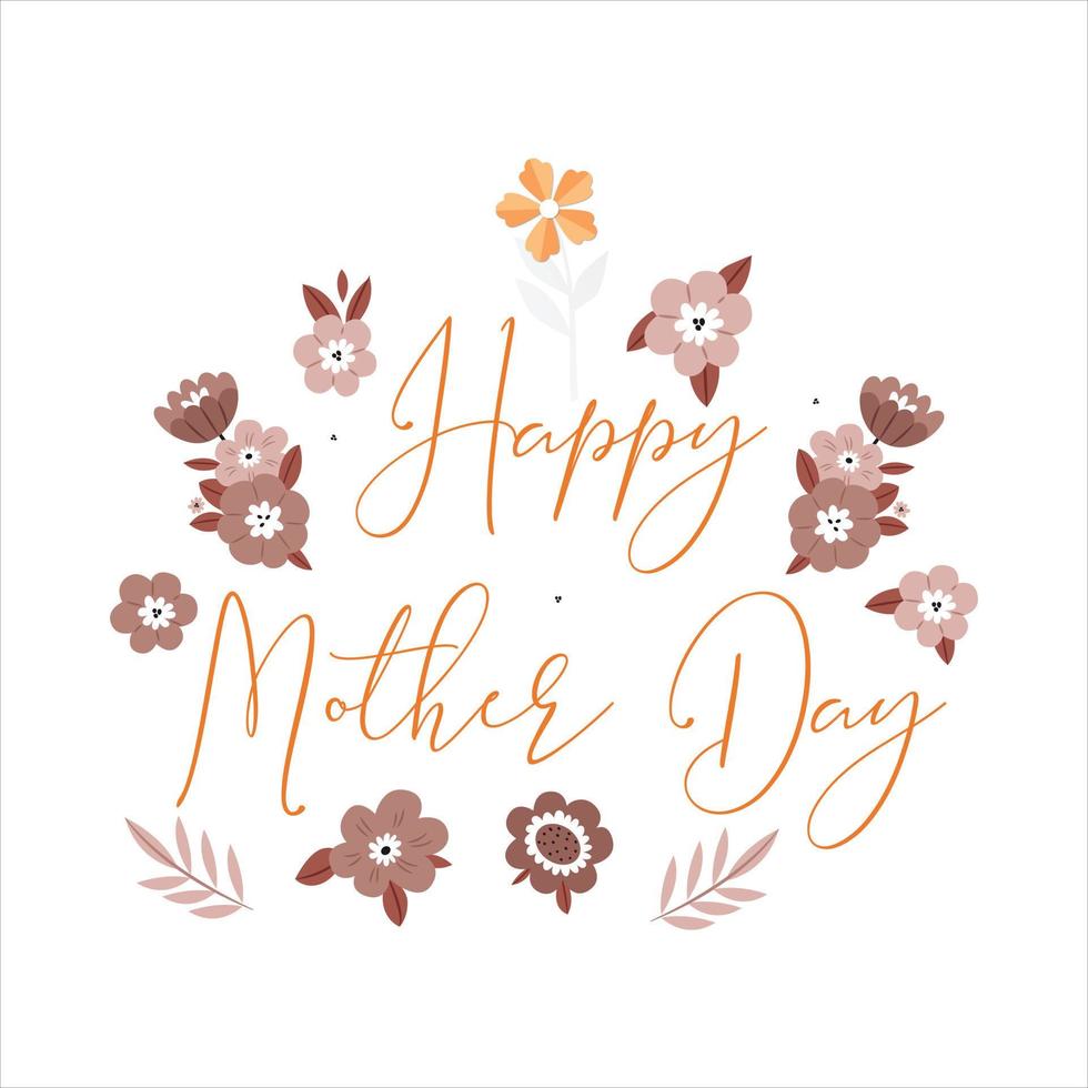 Happy Mother's Day Calligraphy with flower Background.Vector. vector