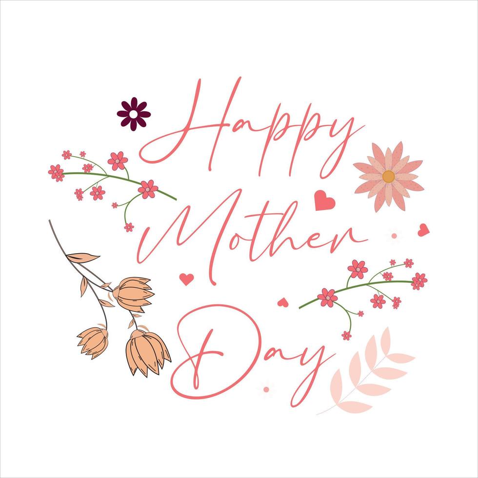 Mother's day postcard with paper flying elements and gift box design vector