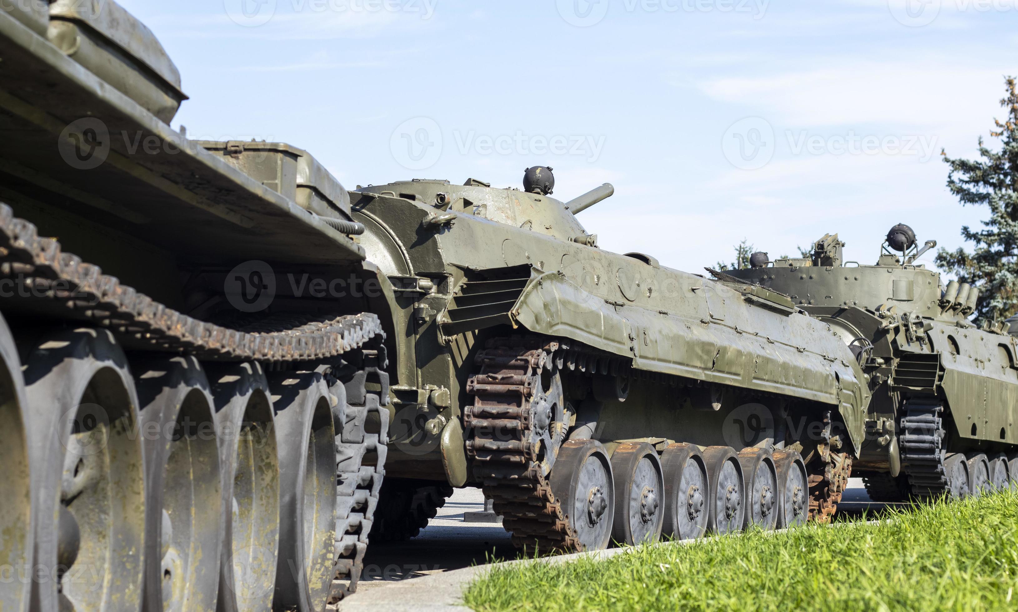 A column of armored vehicles and tanks. National Armed Forces. Military