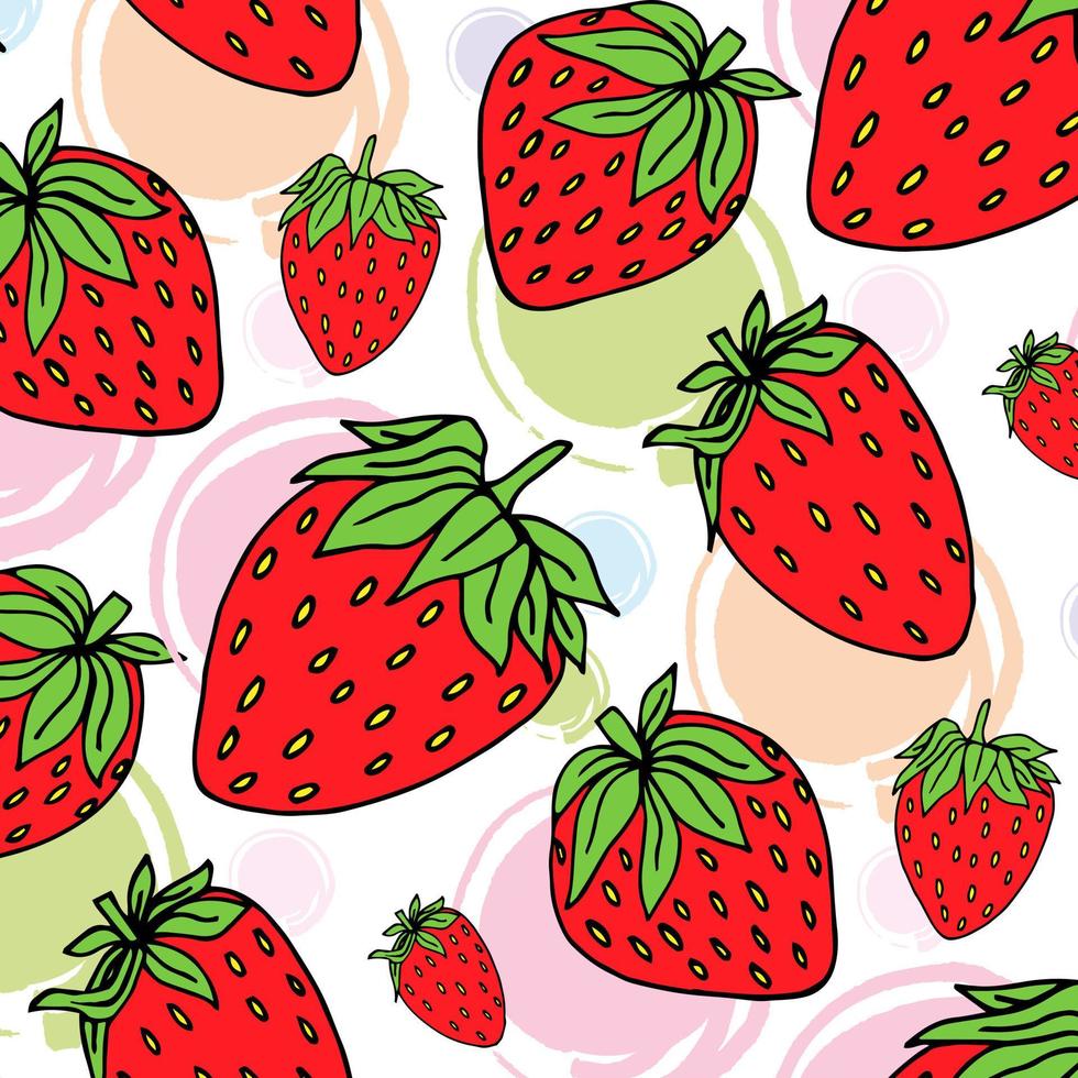 Strawberries hand drawn pattern background vector