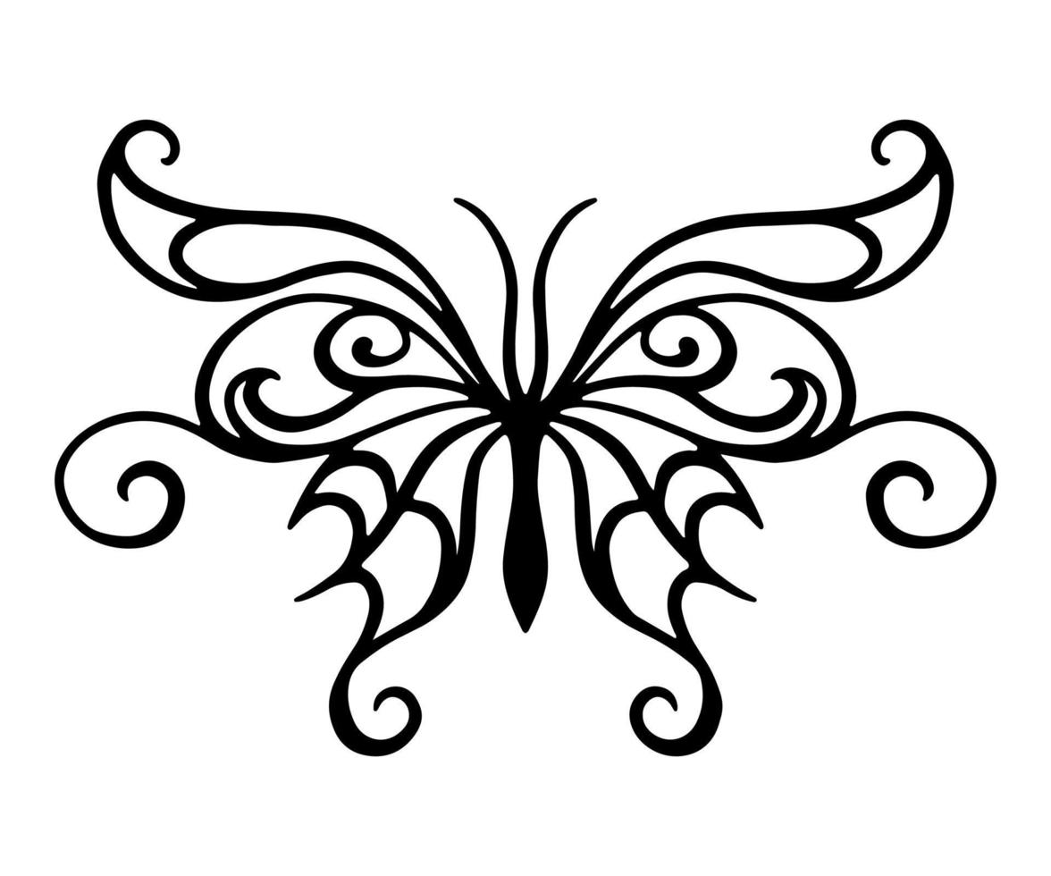 Celtic butterfly pattern. Oriental tattoo for the lower back. Girl's transferable temporary tattoo vector