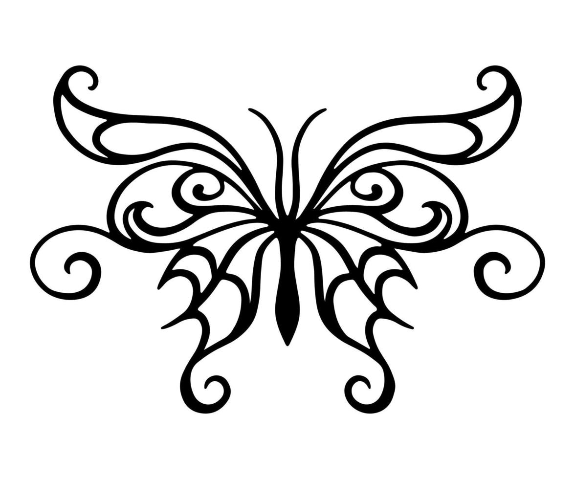 Celtic butterfly pattern. Oriental tattoo for the lower back. Girl's transferable temporary tattoo vector