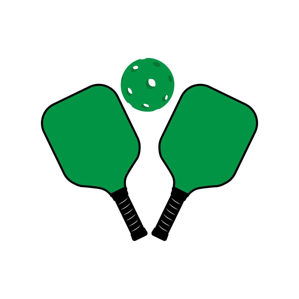 Pickleball with a ball and a rackets for playing vector