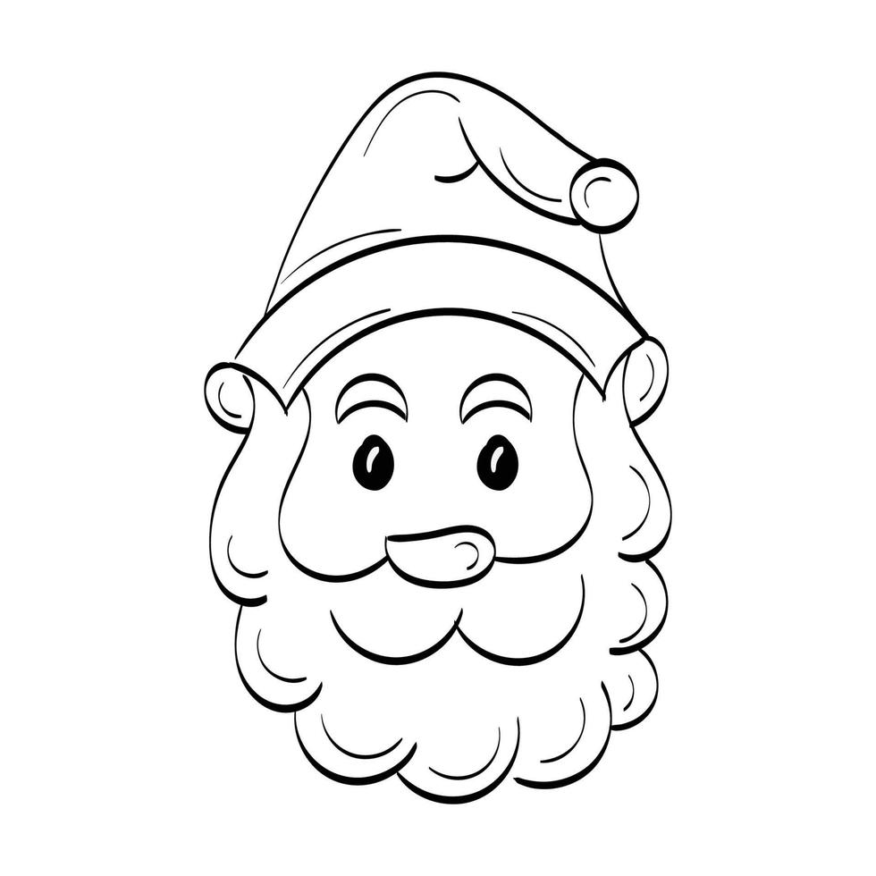 Vector illustration of cute Santa Claus or character isolated on white background. Flat Style. Line Art for print or use as poster, card, flyer or T Shirt