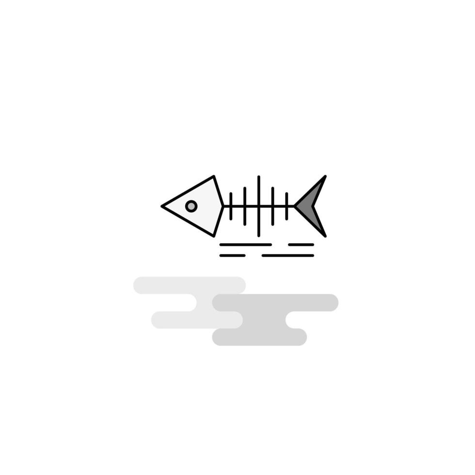 Fish skull Web Icon Flat Line Filled Gray Icon Vector
