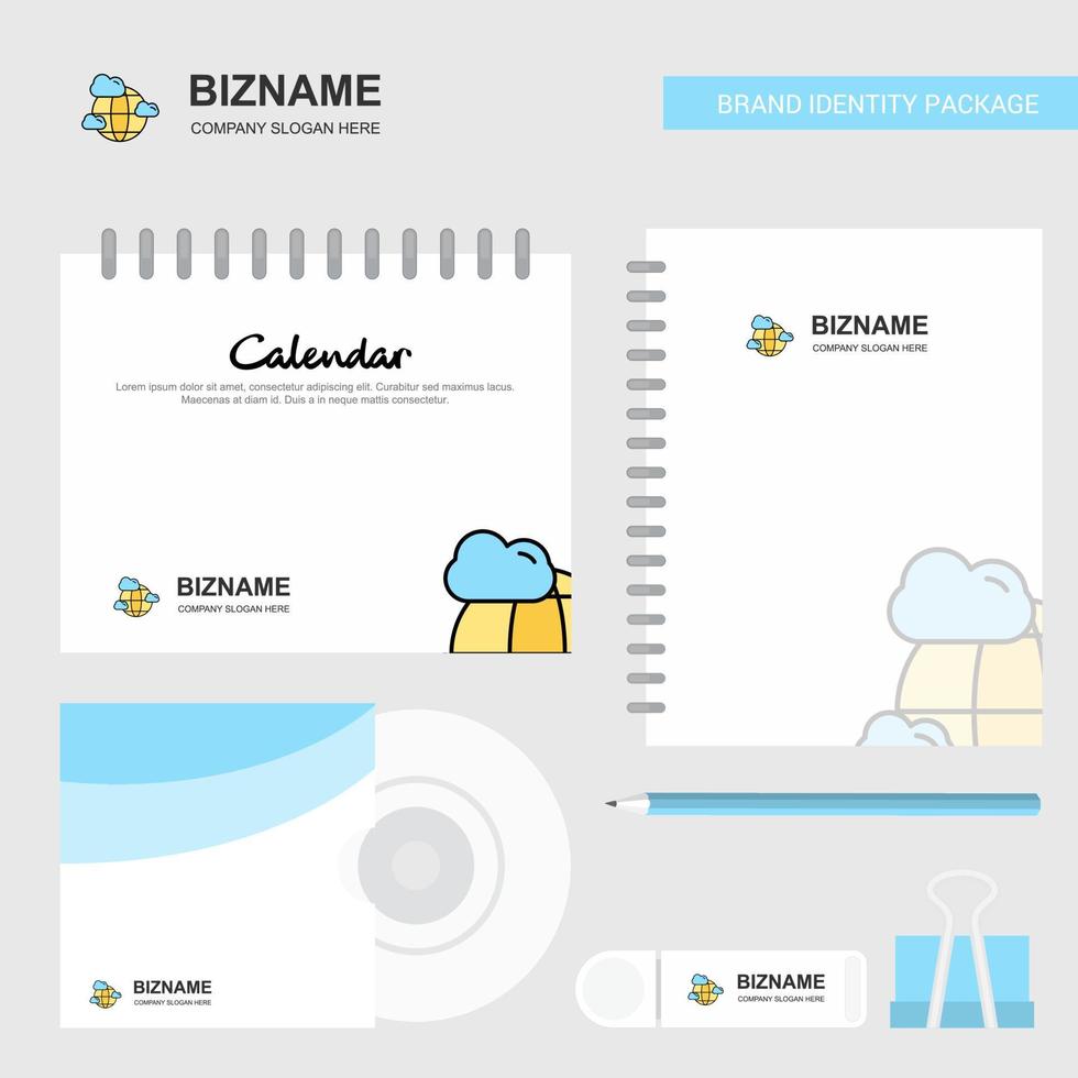Globe Logo Calendar Template CD Cover Diary and USB Brand Stationary Package Design Vector Template