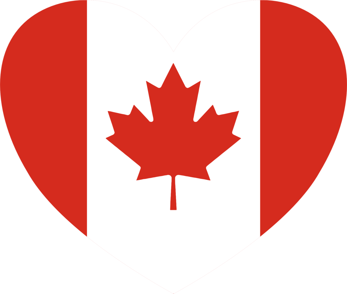 Canada flag in heart shape isolated  on  transparent  background png