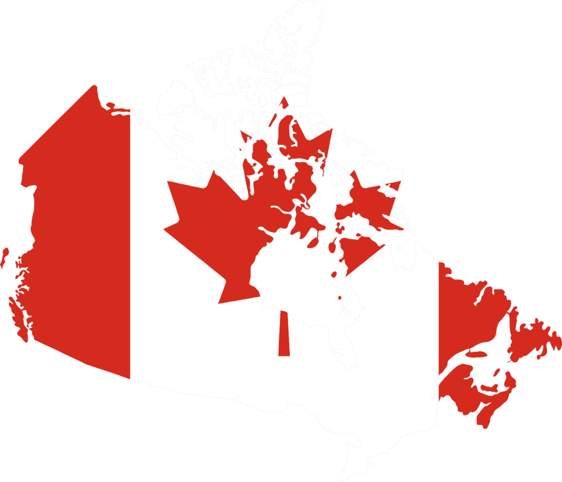 Canada flag on map on transparent  background png