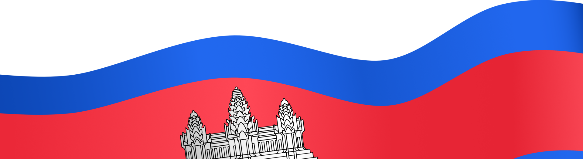 Cambodia flag wave isolated on png or transparent background