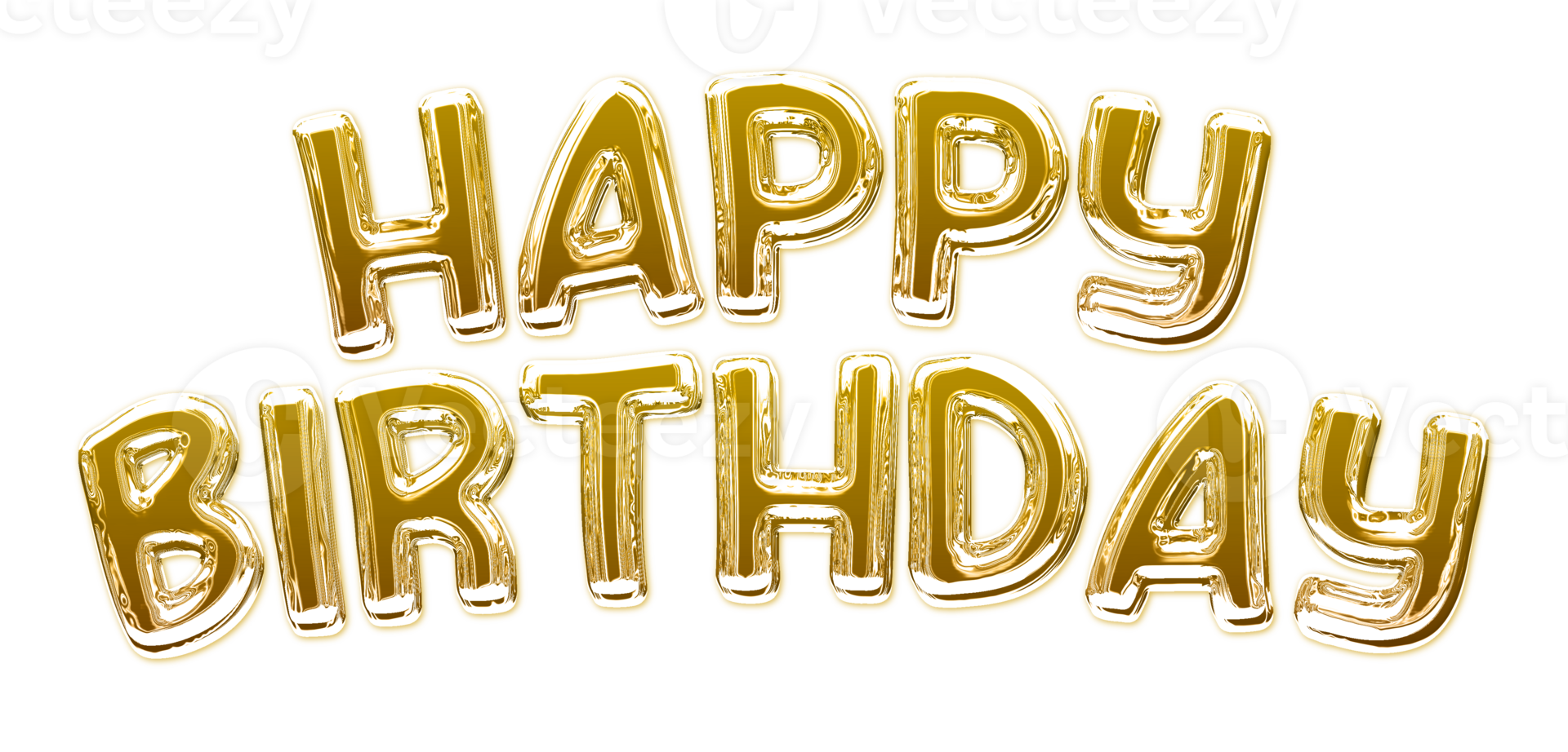 Happy birthday gold 3D text png