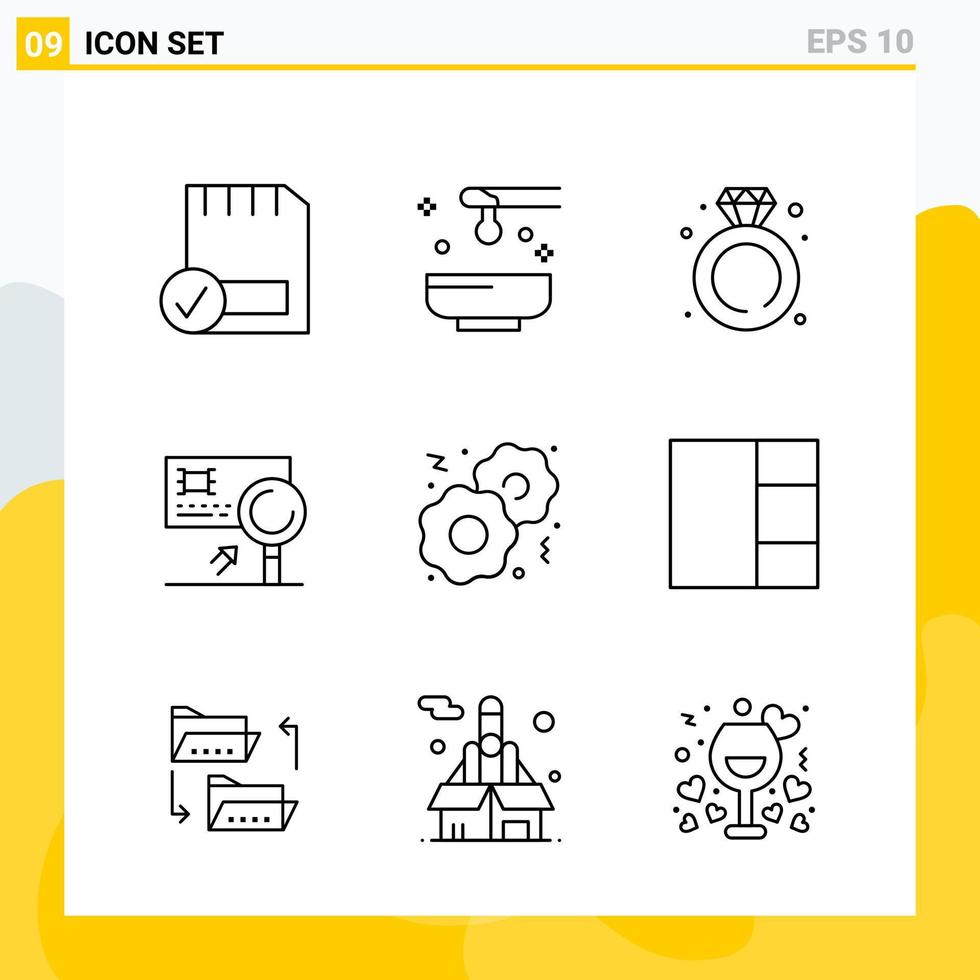 Collection of 9 Universal Line Icons Icon Set for Web and Mobile Creative Black Icon vector background