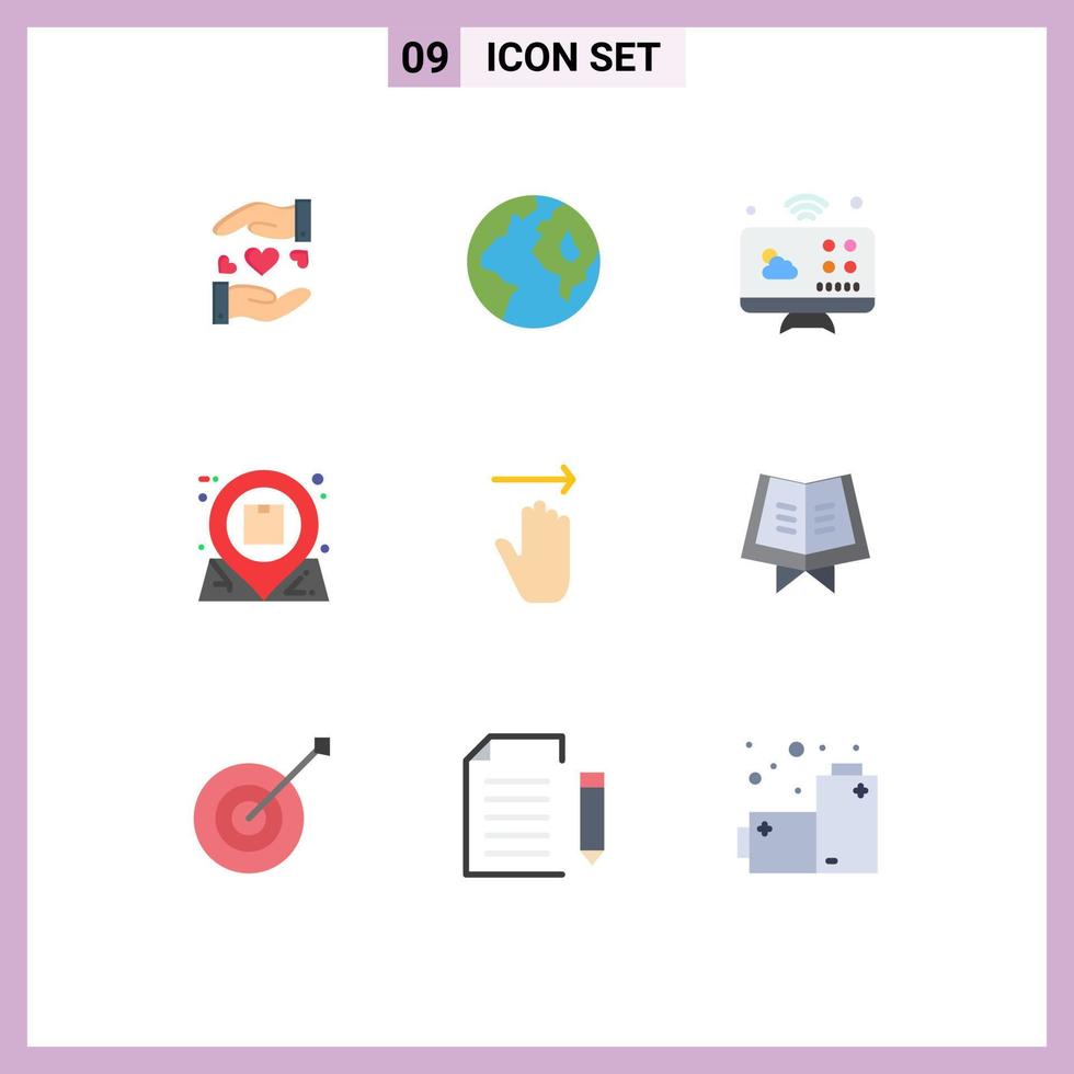 Group of 9 Modern Flat Colors Set for arrow interaction connections inbox communication Editable Vector Design Elements