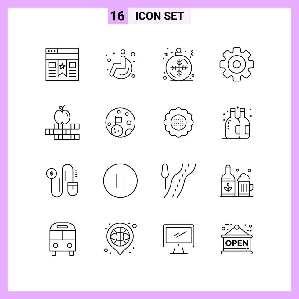 16 iconos en estilo de línea símbolos de contorno sobre fondo blanco signos de vector creativo para web móvil e imprimir fondo de vector de icono negro creativo