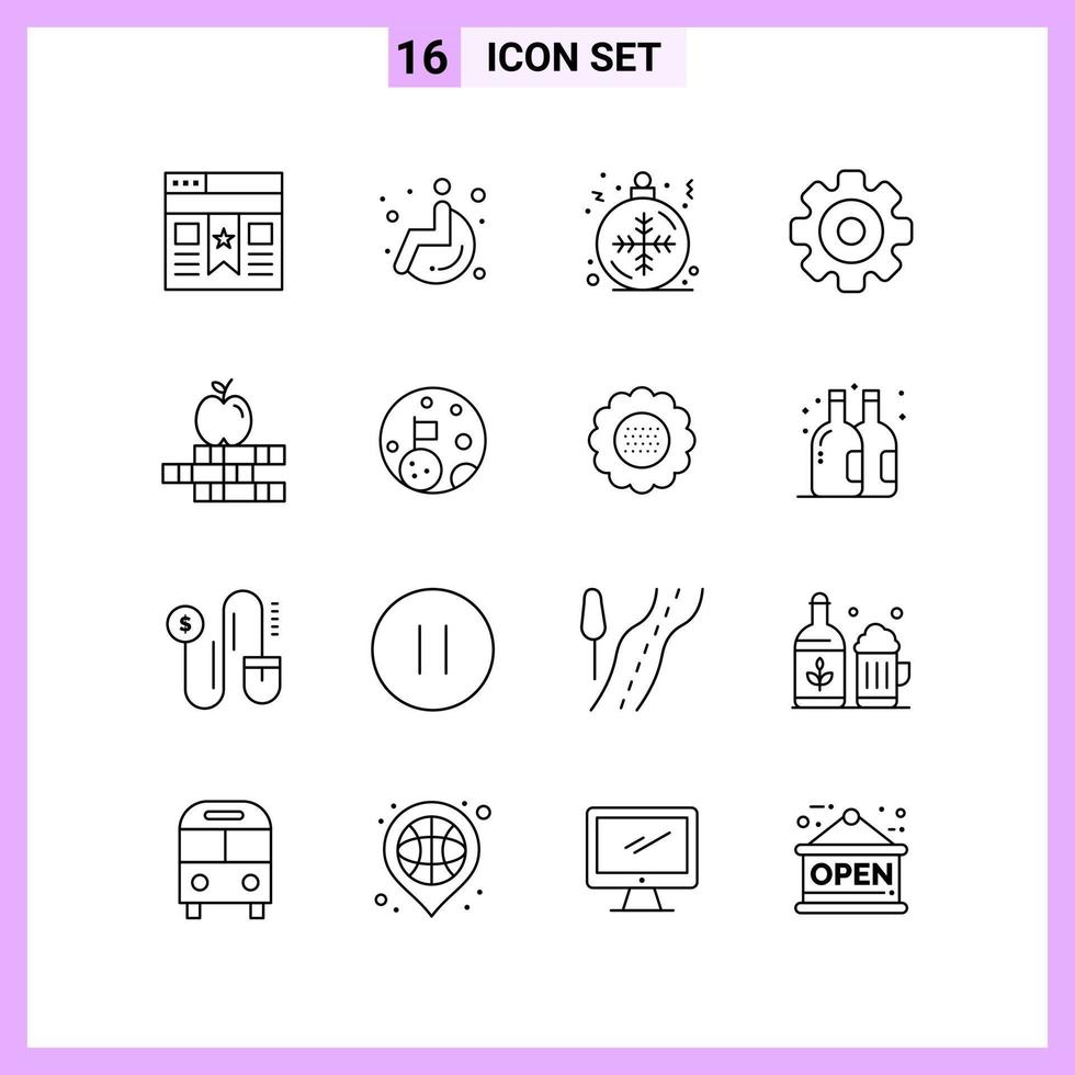 16 Icons in Line Style Outline Symbols on White Background Creative Vector Signs for Web mobile and Print Creative Black Icon vector background