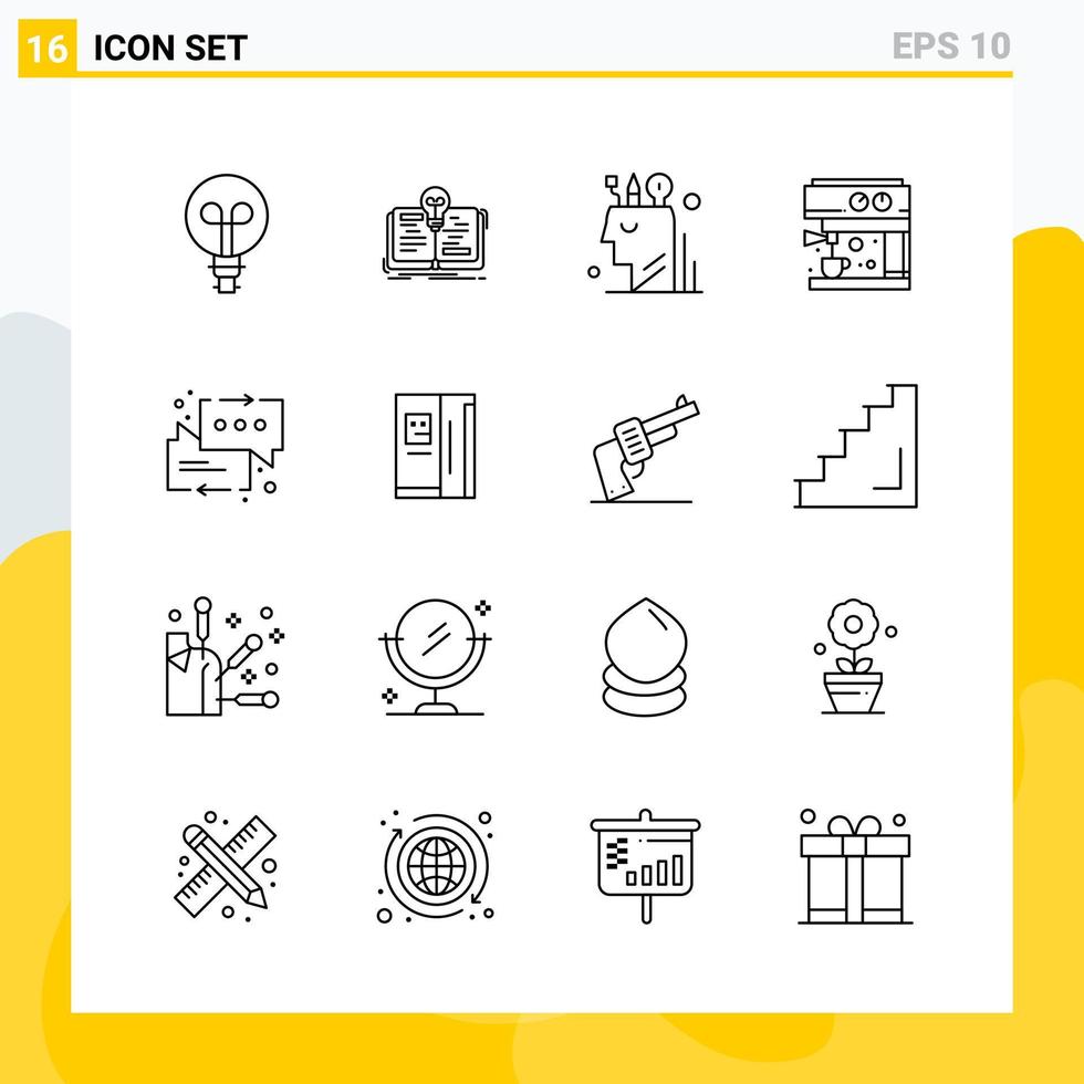 Collection of 16 Universal Line Icons Icon Set for Web and Mobile Creative Black Icon vector background