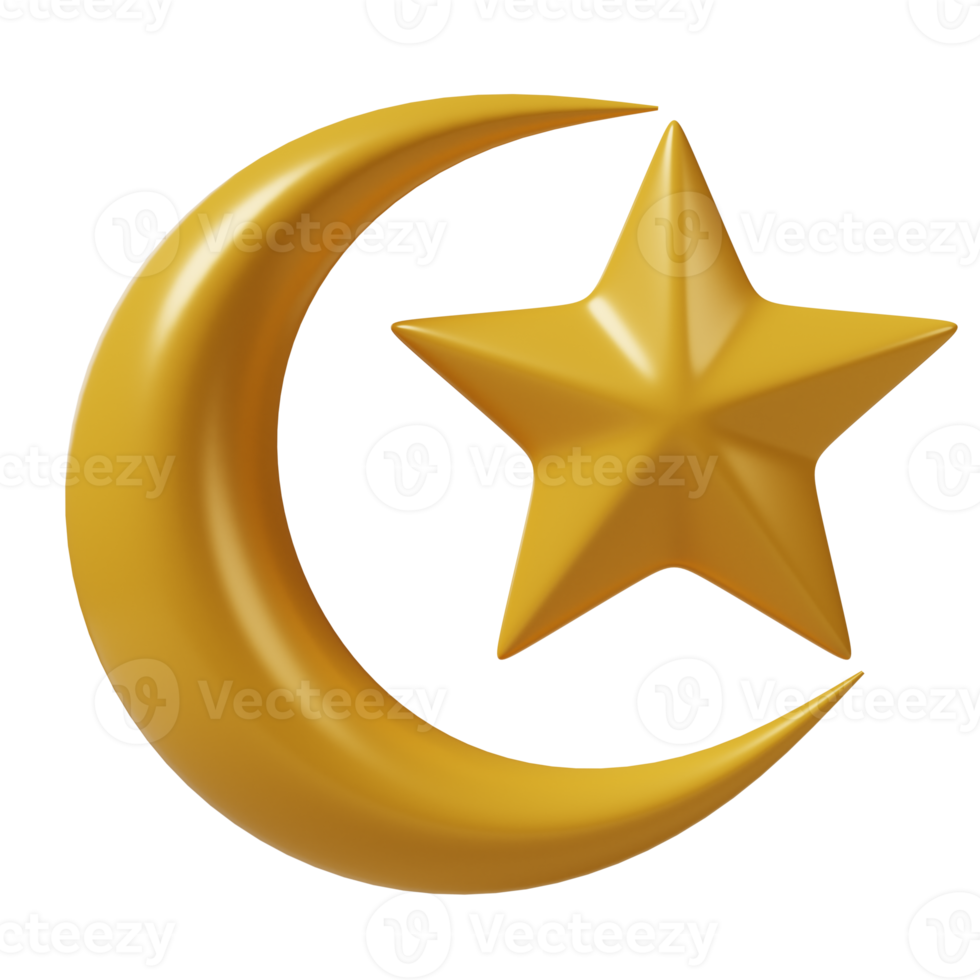 Mond und Star 3d Symbol Illustration png