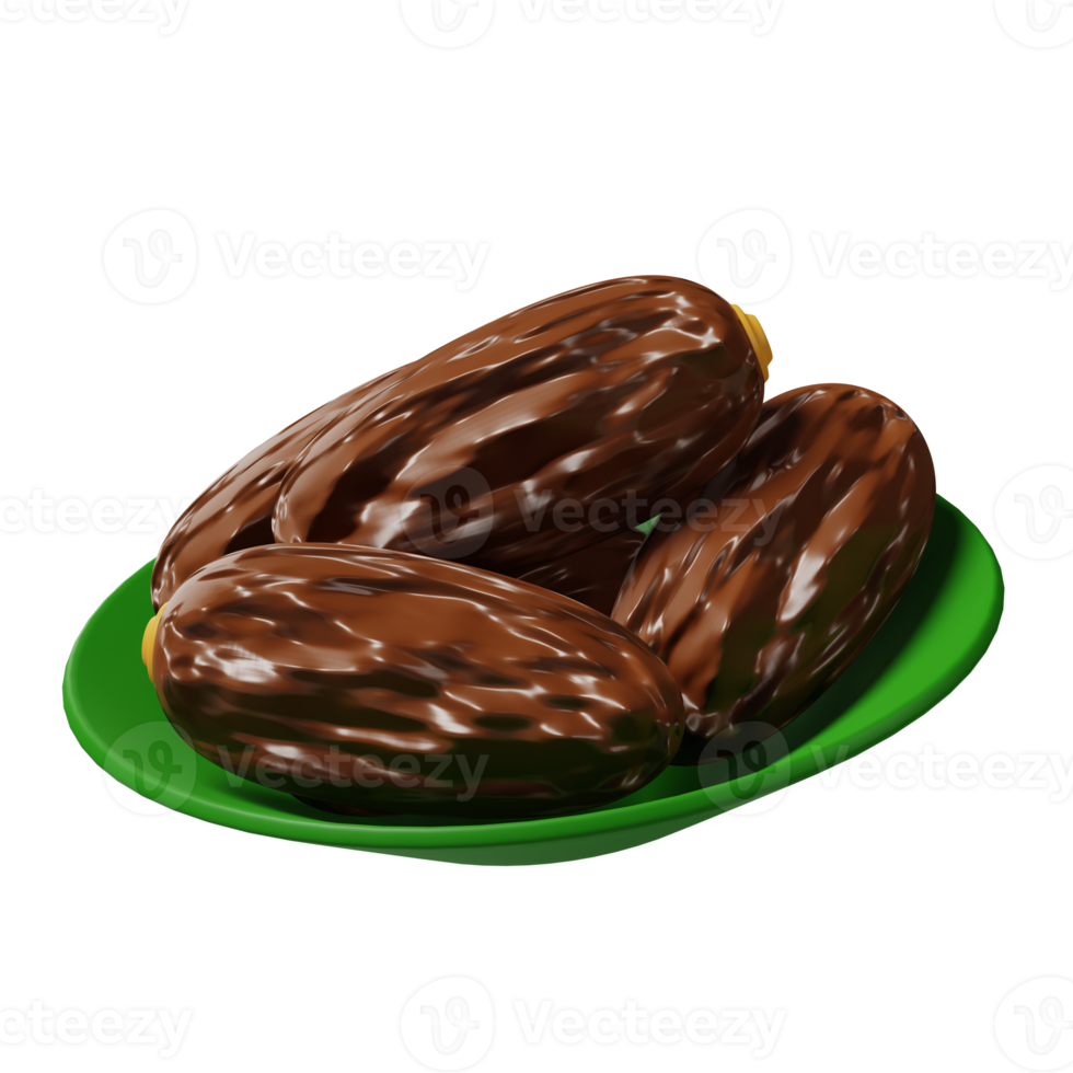 Bowl of dates 3d icon illustration png