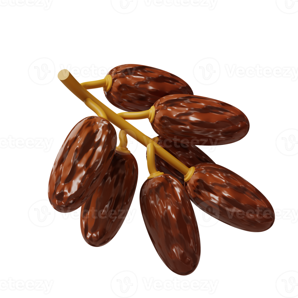 Dates on a branch 3d icon illustration png