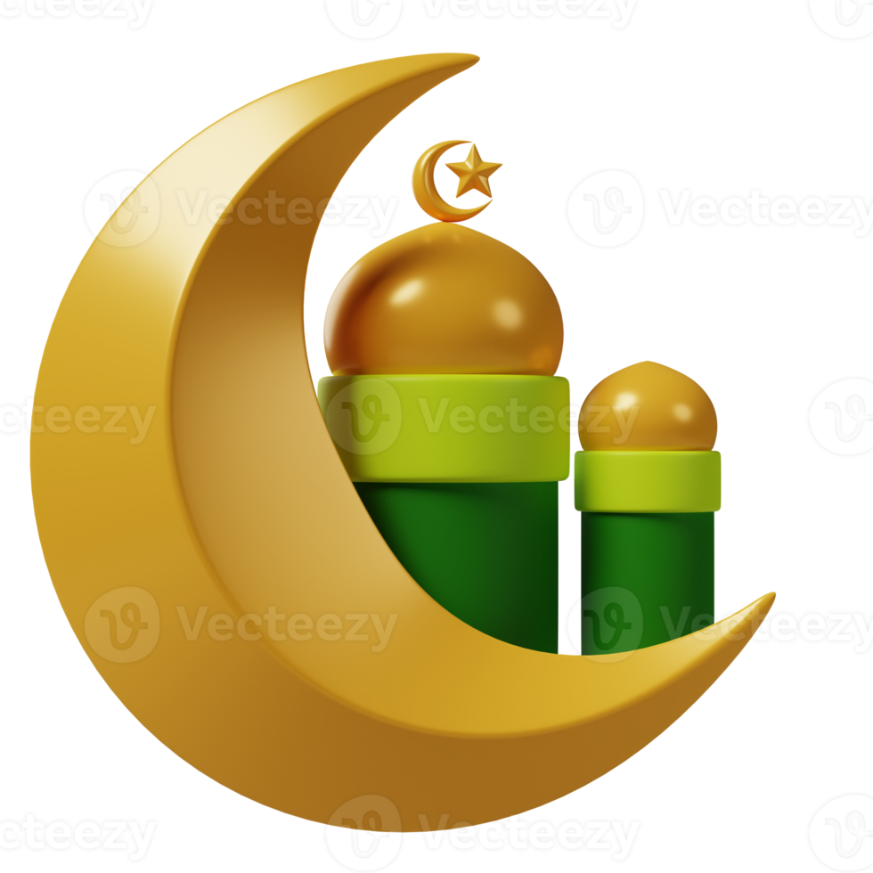 Mond und Kuppel 3d Symbol Illustration png