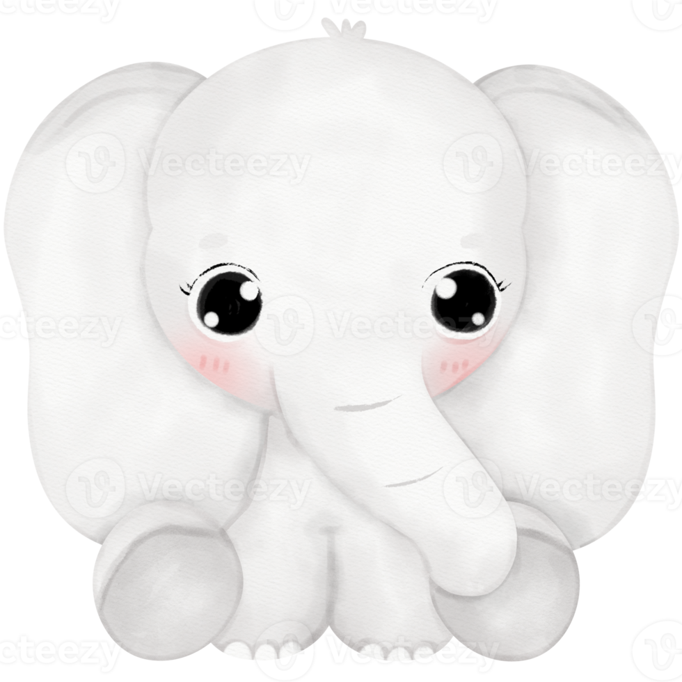 Cute elephant and raining day illustration png