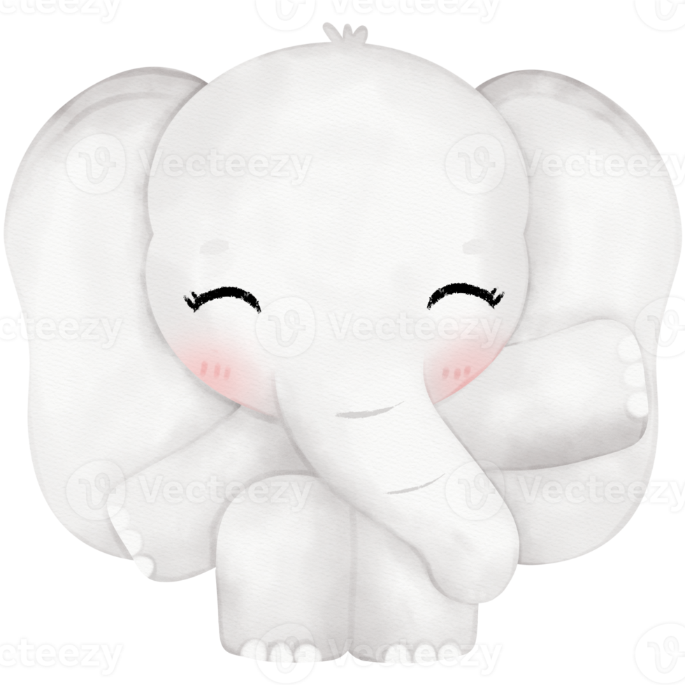 Cute elephant and raining day illustration png