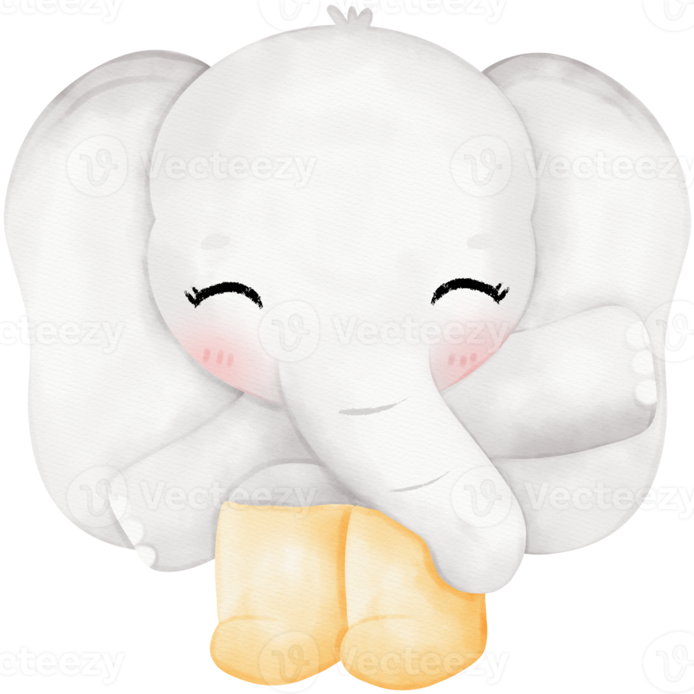 Cute elephant and raining day illustration png