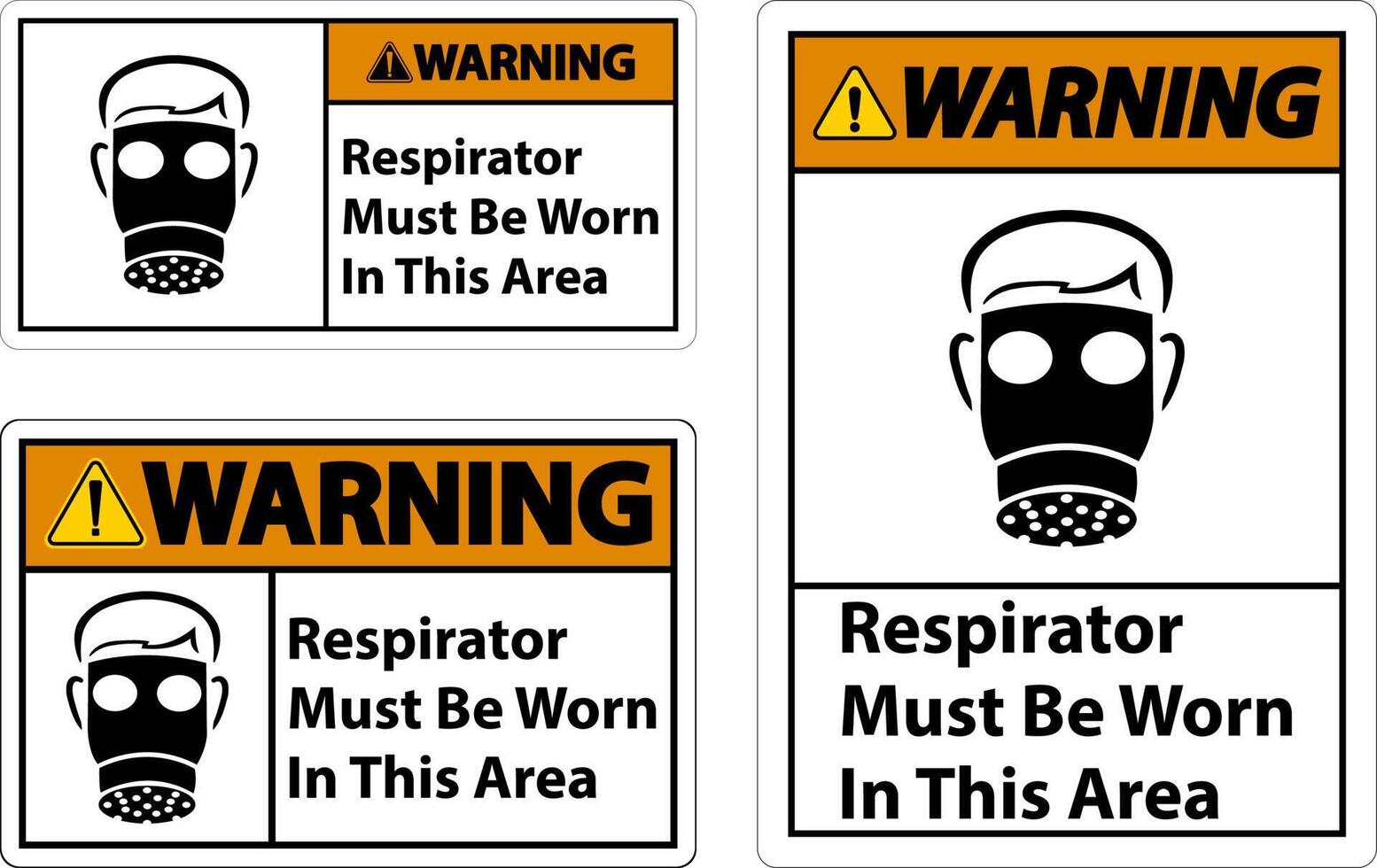 Warning Respirators Must Be Worn In This Area Signs vector