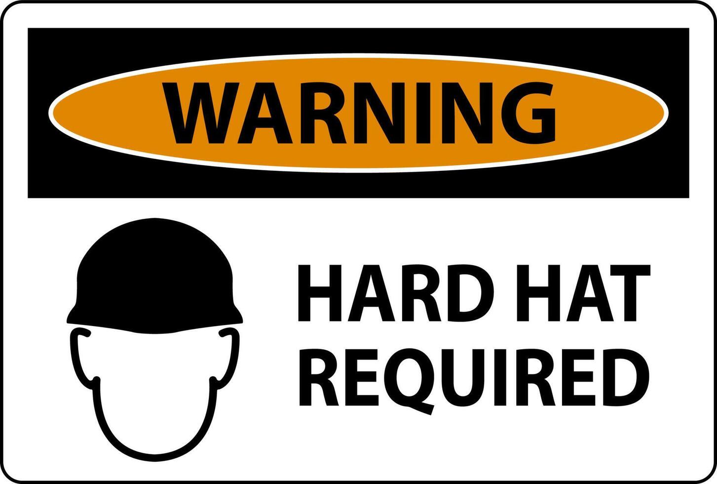 Warning Hard Hat Required Sign On White Background vector