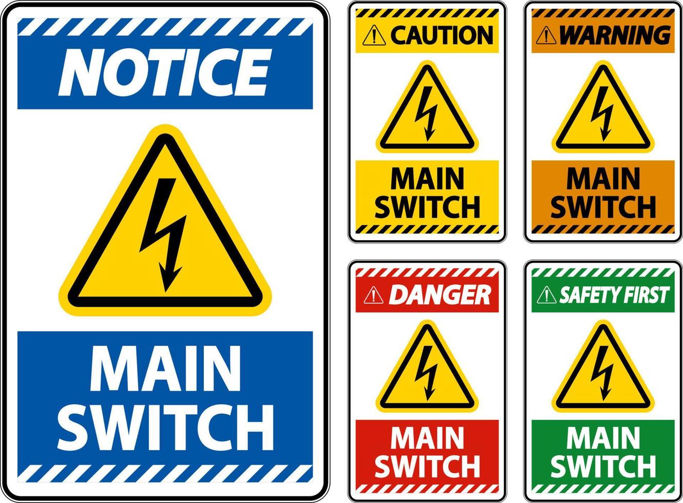 Danger Main Switch Sign On White Background vector