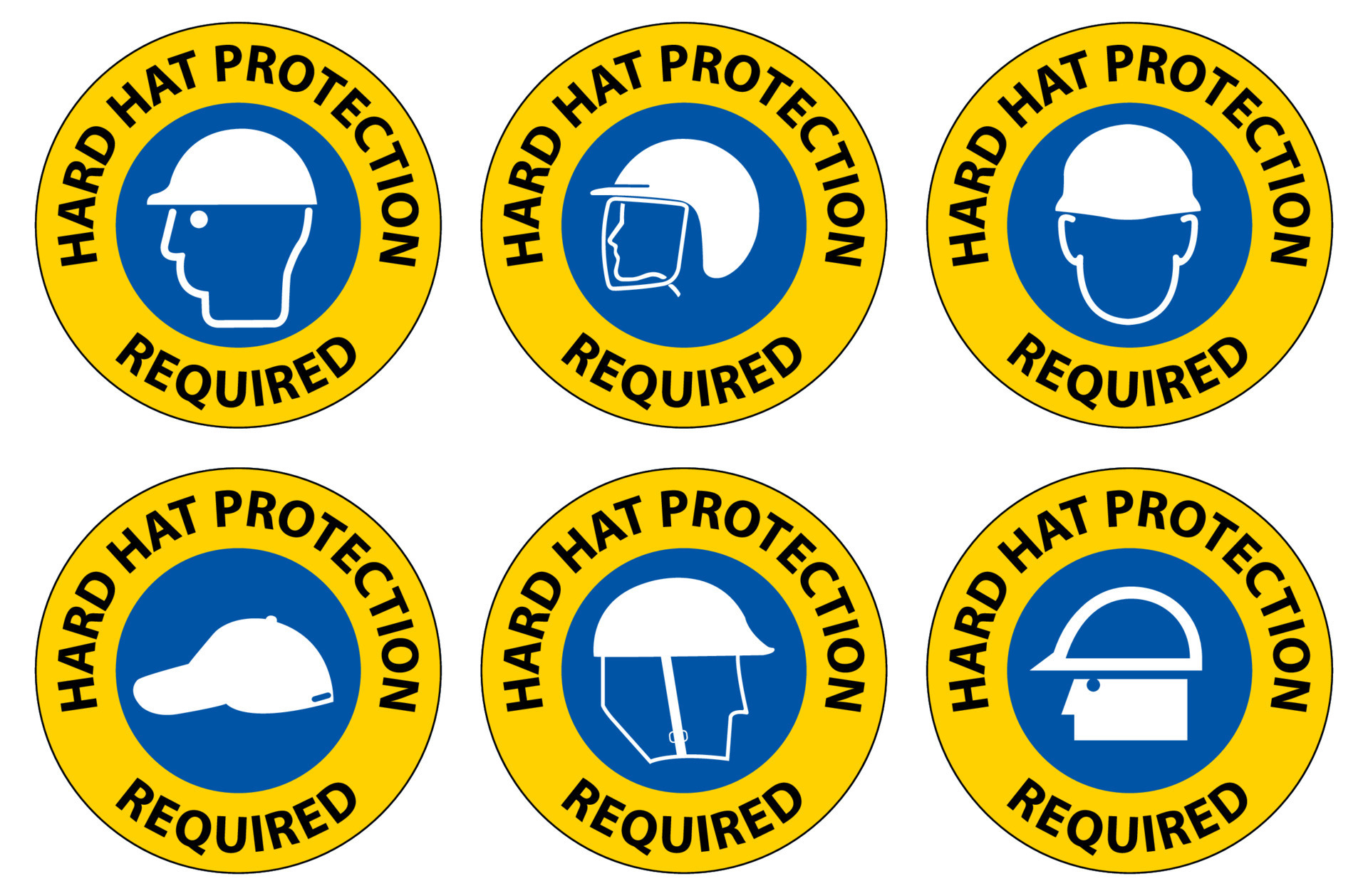 Hard Hat Protection Required Area Sign On White Background 19642766