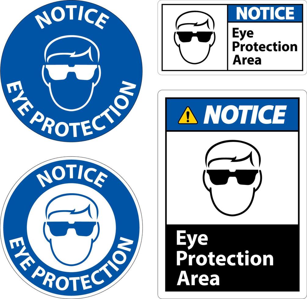 Notice Eye Protection Area Symbol Sign On White Background vector