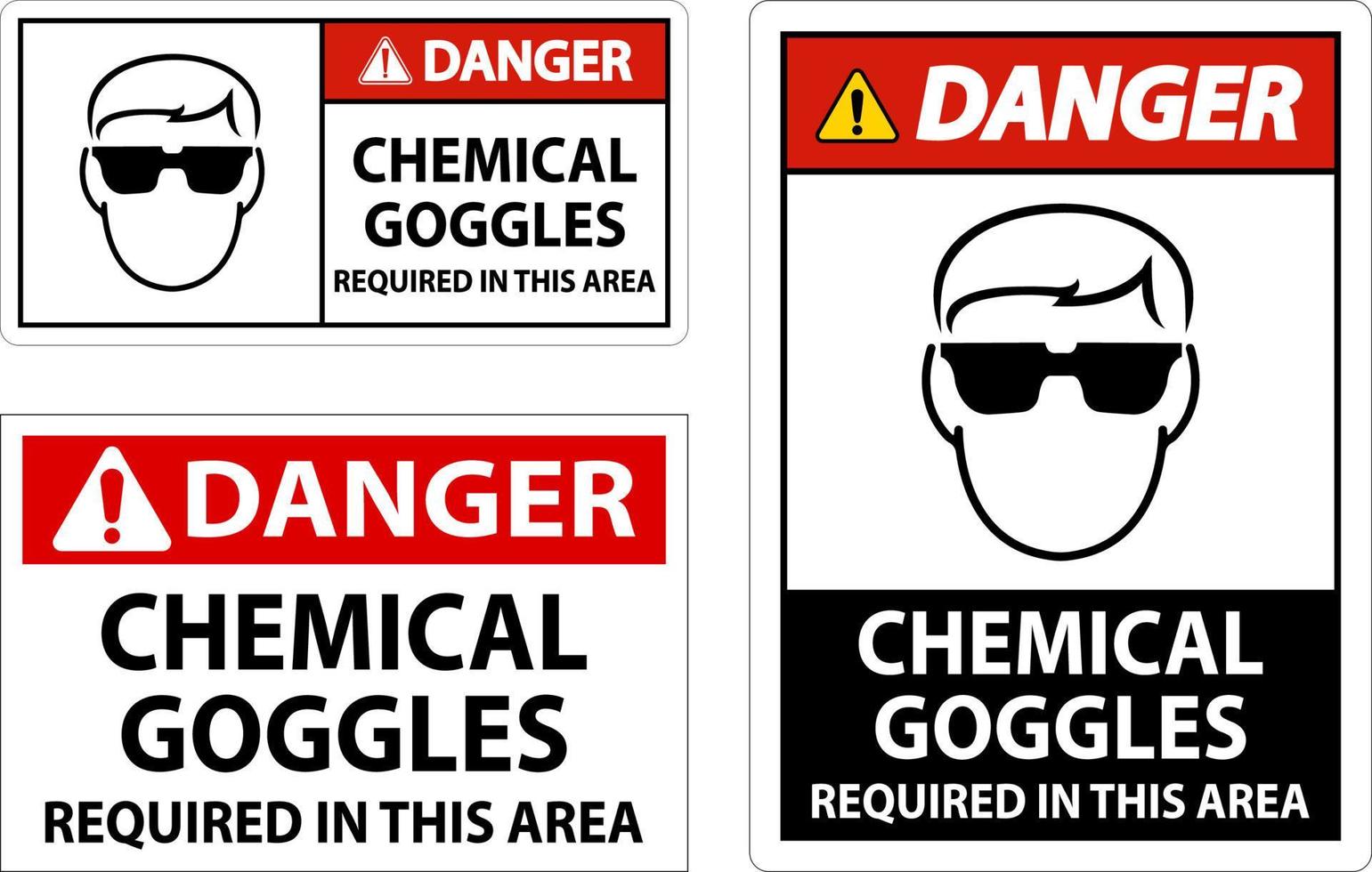 Danger Chemical Goggles Required Sign On White Background vector