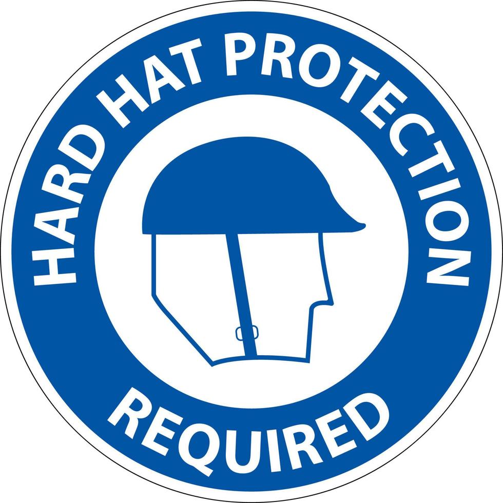 Hard Hat Protection Required Area Sign On White Background vector