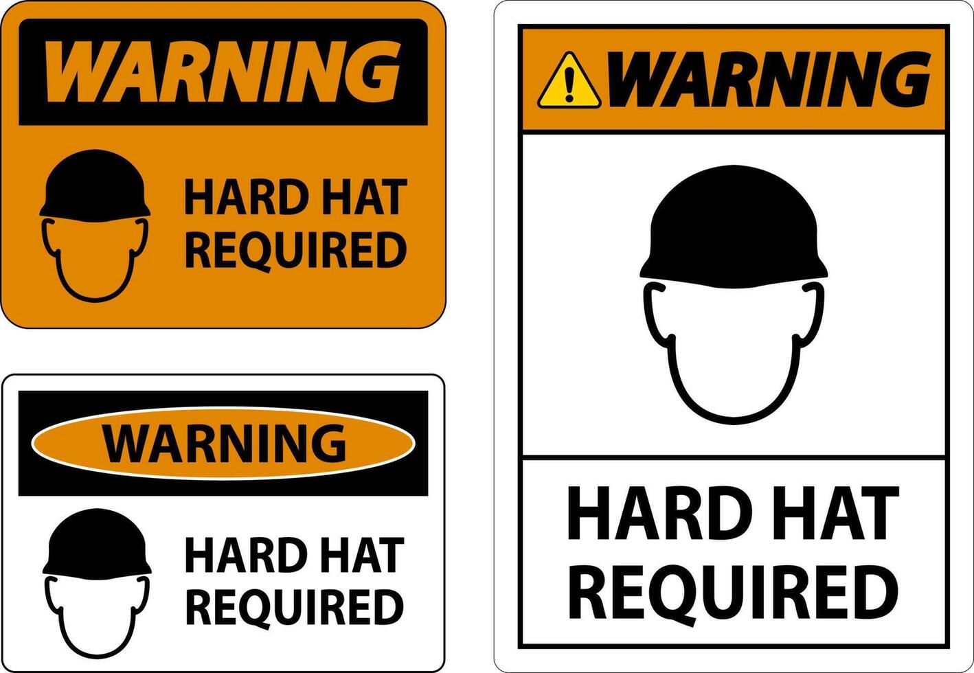 Warning Hard Hat Required Sign On White Background vector