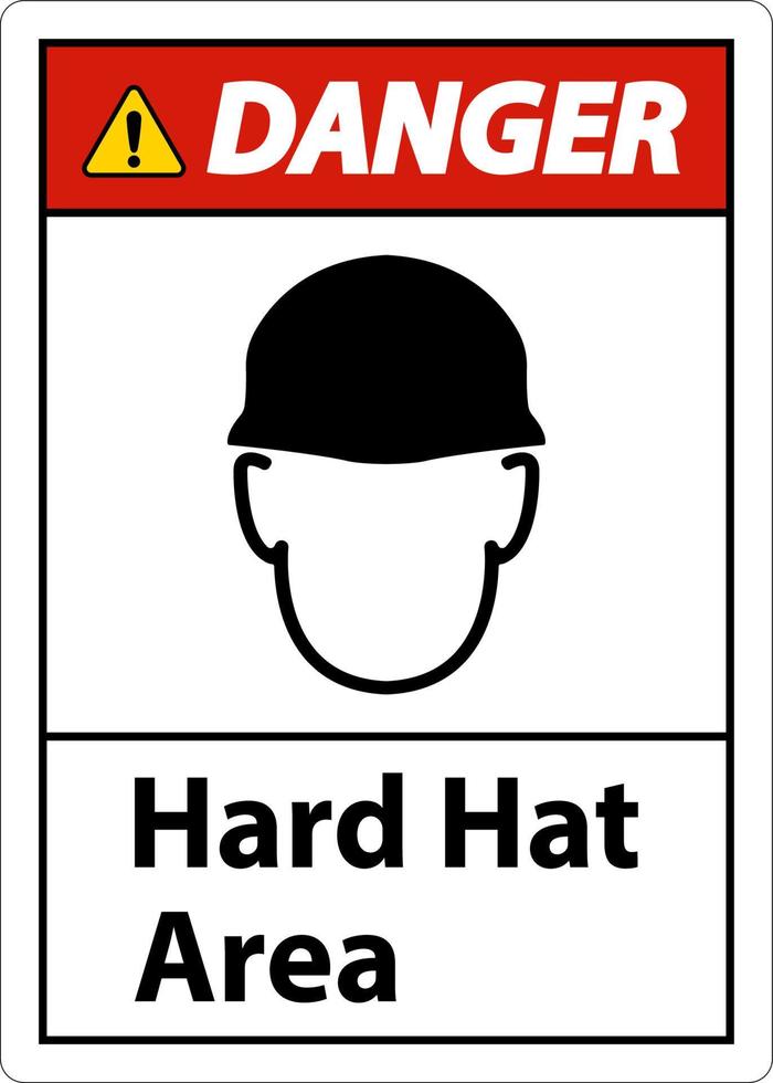Señal de área requerida de protección de casco de peligro sobre fondo blanco vector