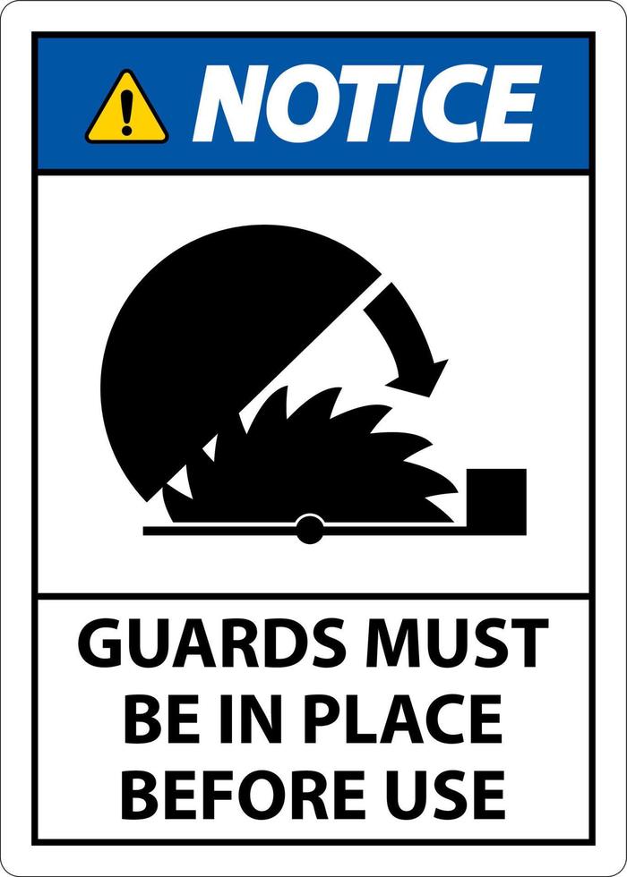 Notice Guards Must Be In Place Sign On White Background vector