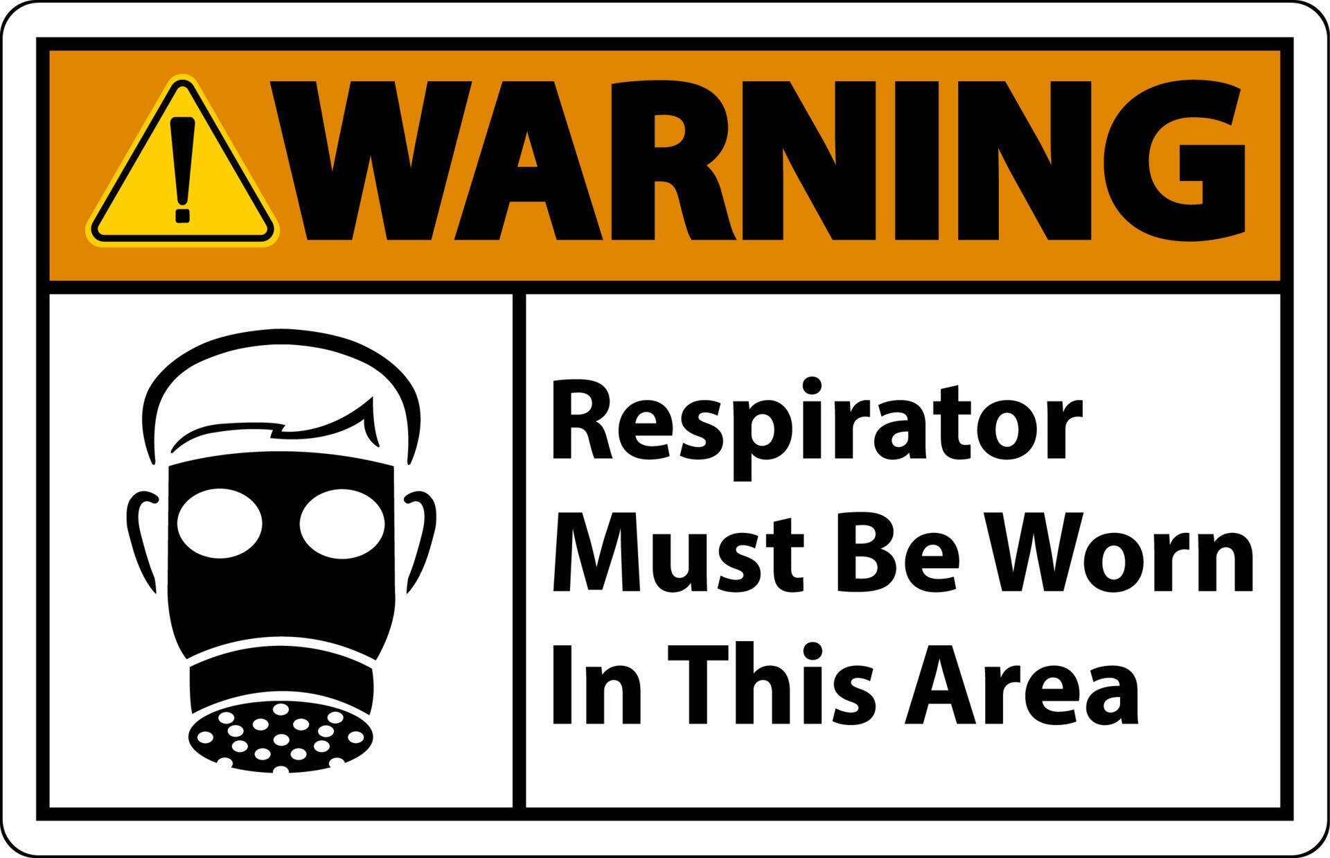 Warning Respirators Must Be Worn In This Area Signs 19642841 Vector Art
